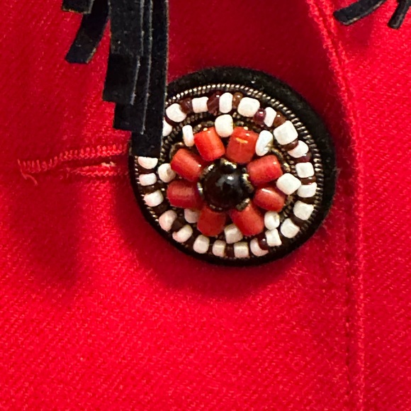 Vintage Elissa Rose Red Blazer Fringe Beaded Size 12 Native American Blazer USA - Picture 5 of 10